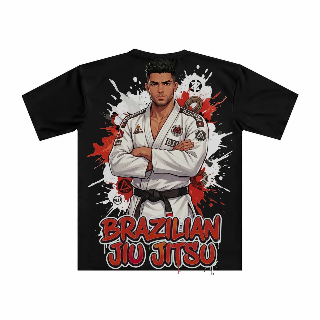 Brazilian Jiu Jitsu Men black performance tee garment back mockup