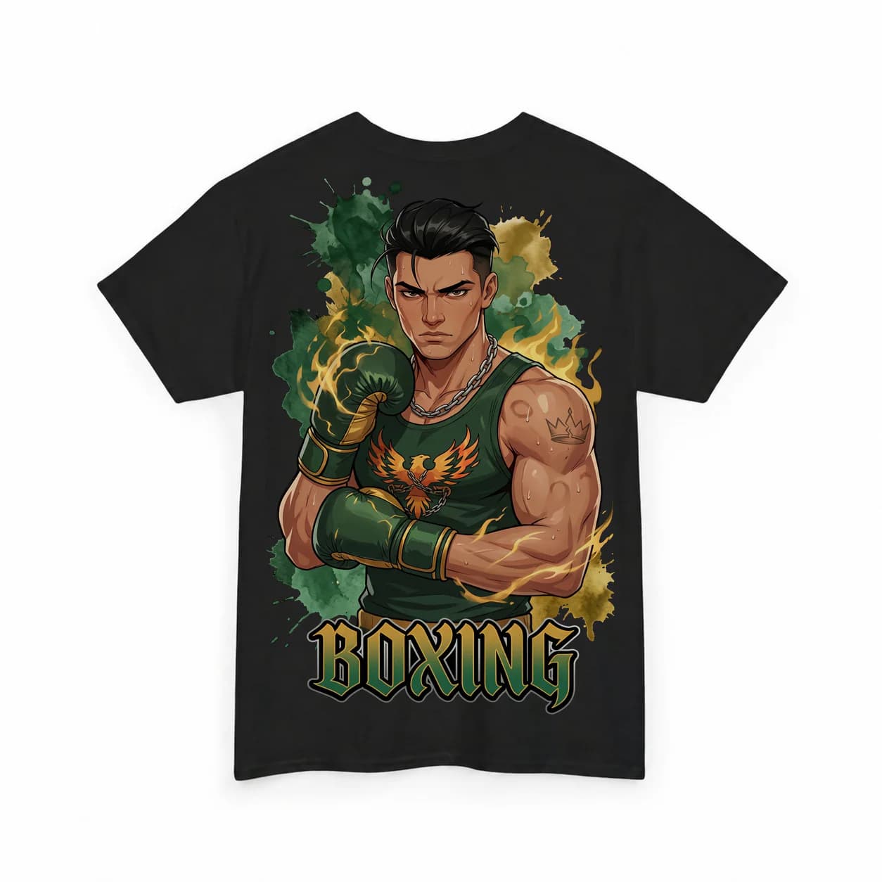 Boxing Men black cotton tee garment back mockup