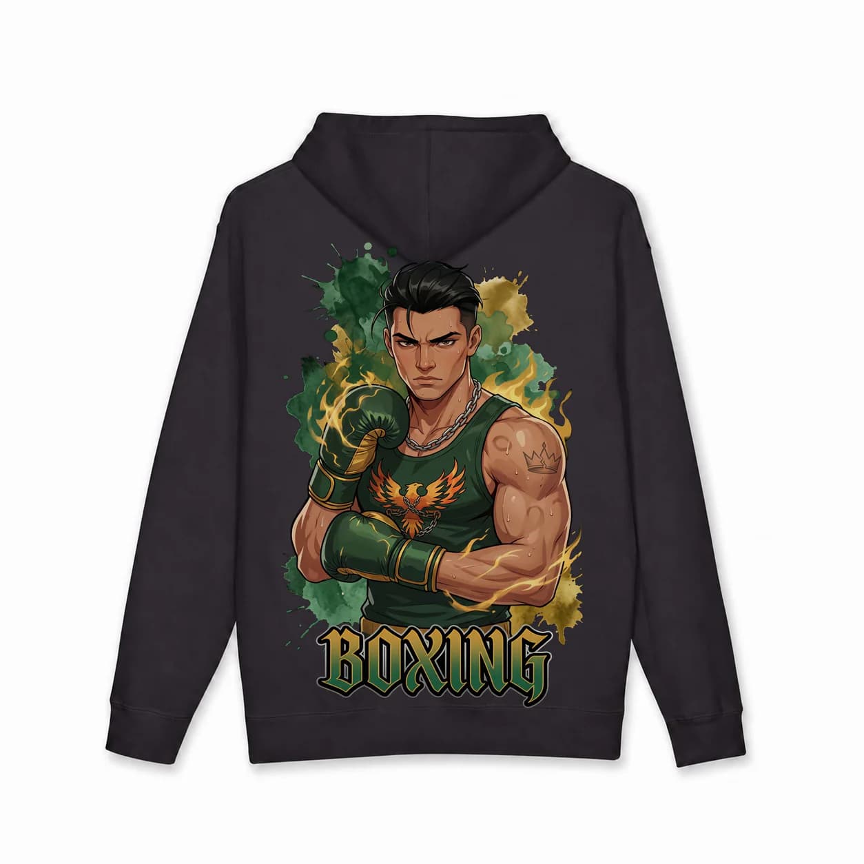 Boxing Men black hoodie garment back mockup