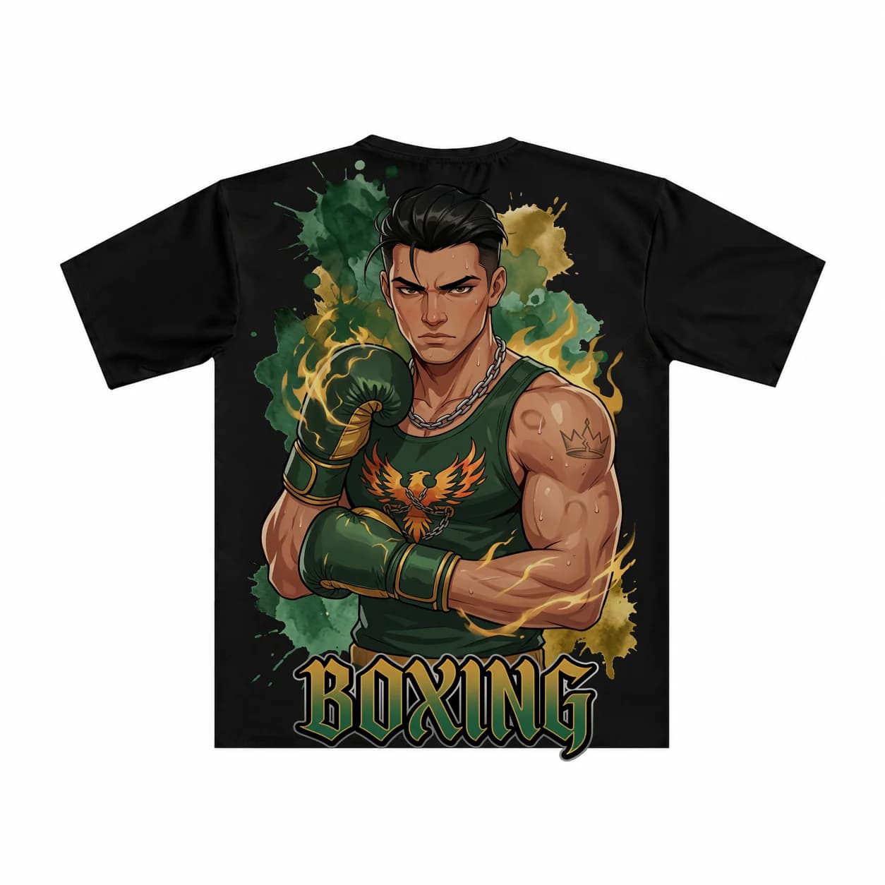 Boxing Men black performance tee garment back mockup