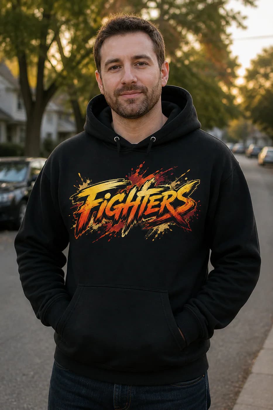 Capoeira Men black hoodie person front mockup