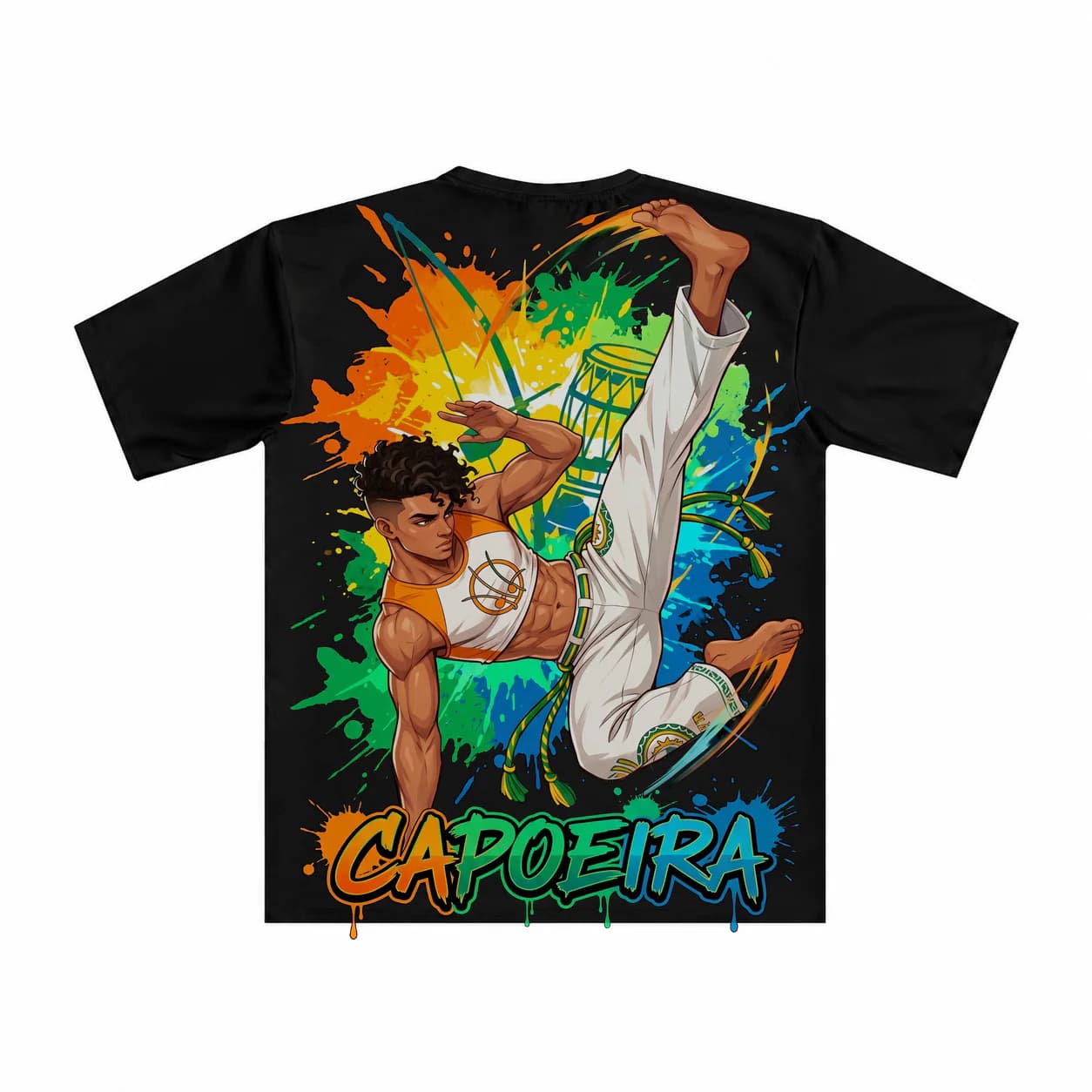 Capoeira Men black performance tee garment back mockup