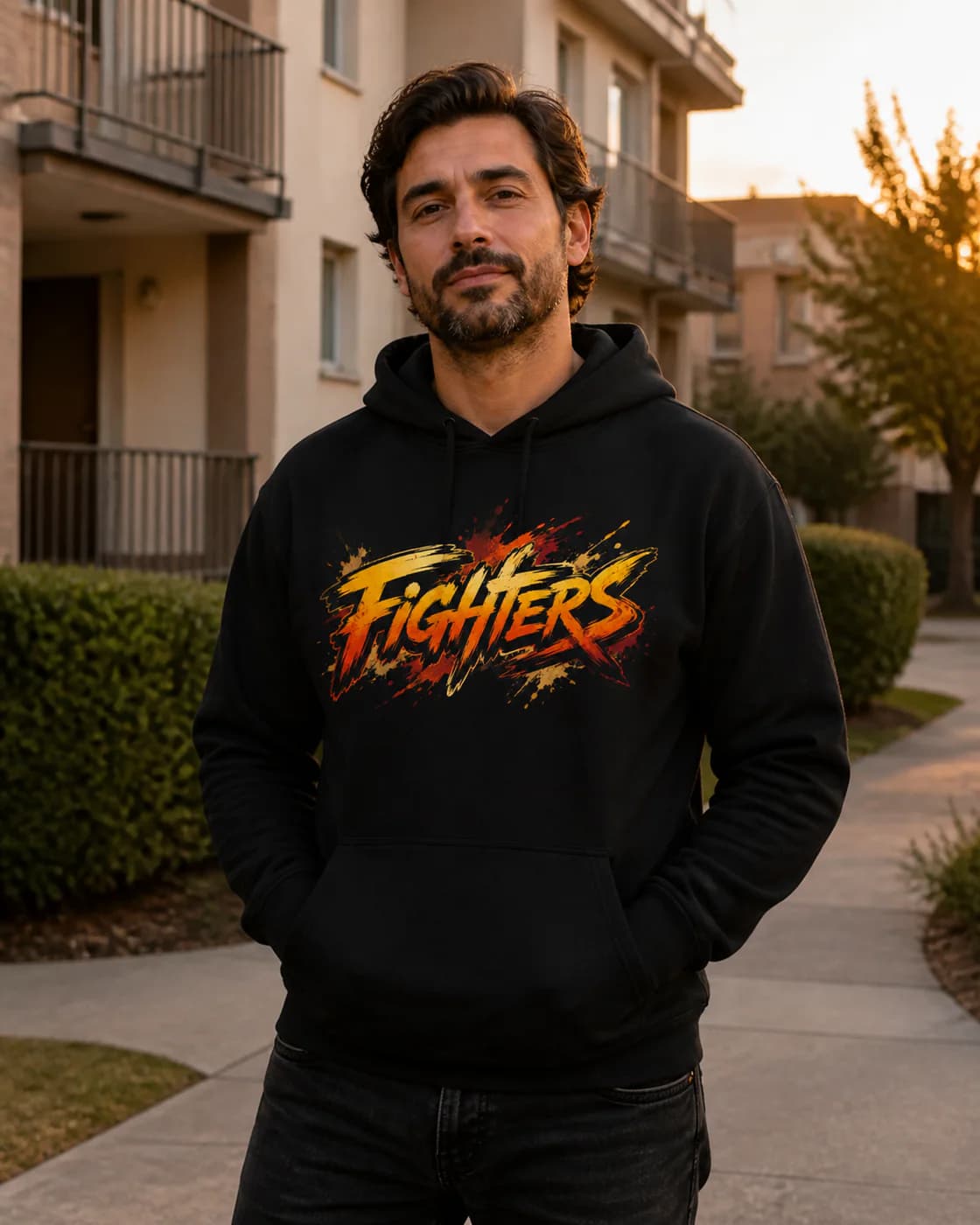 Grappling Men black hoodie person front mockup