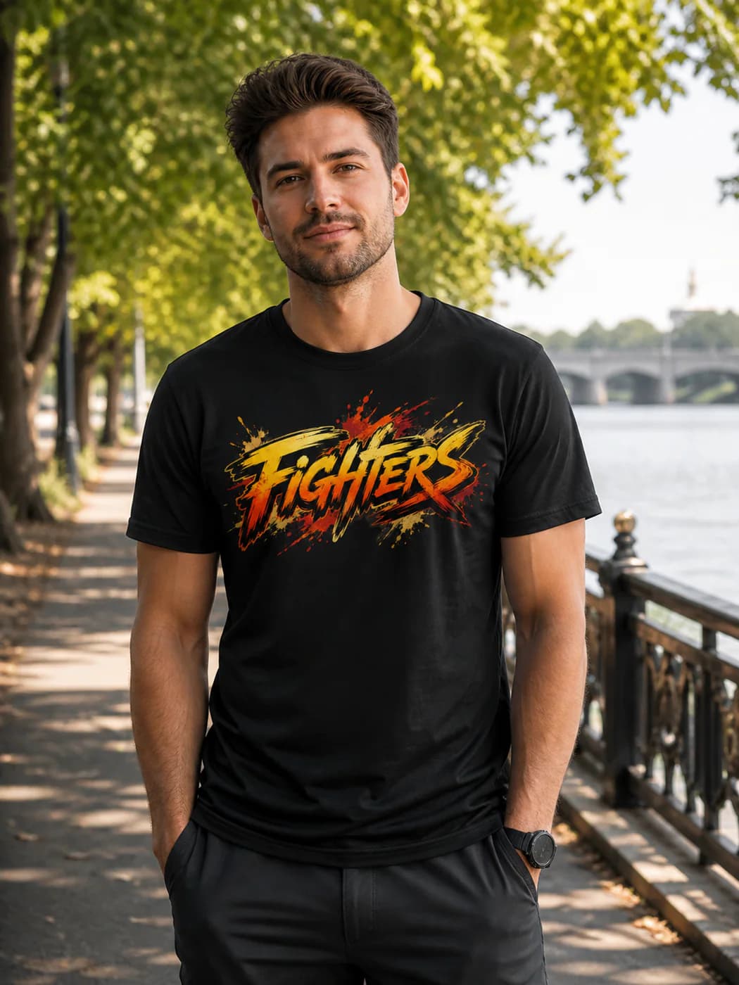 Grappling Men black performance tee person front mockup