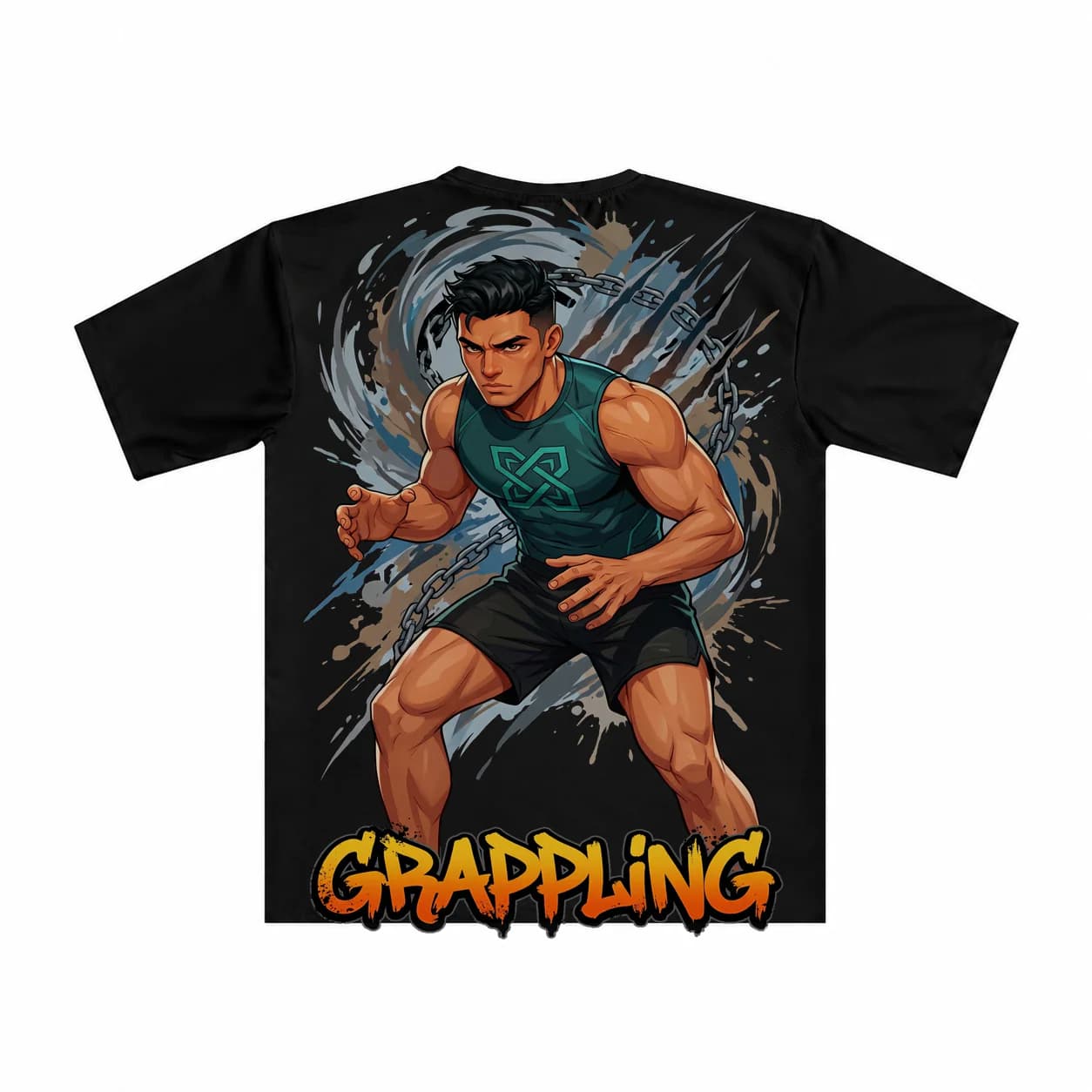 Grappling Men black performance tee garment back mockup