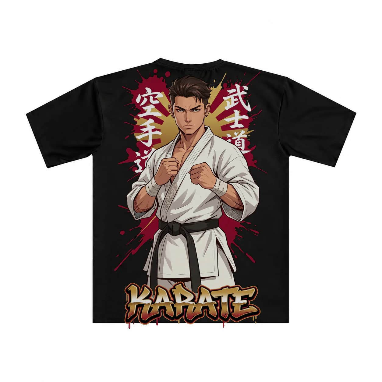 Karate Men black performance tee garment back mockup