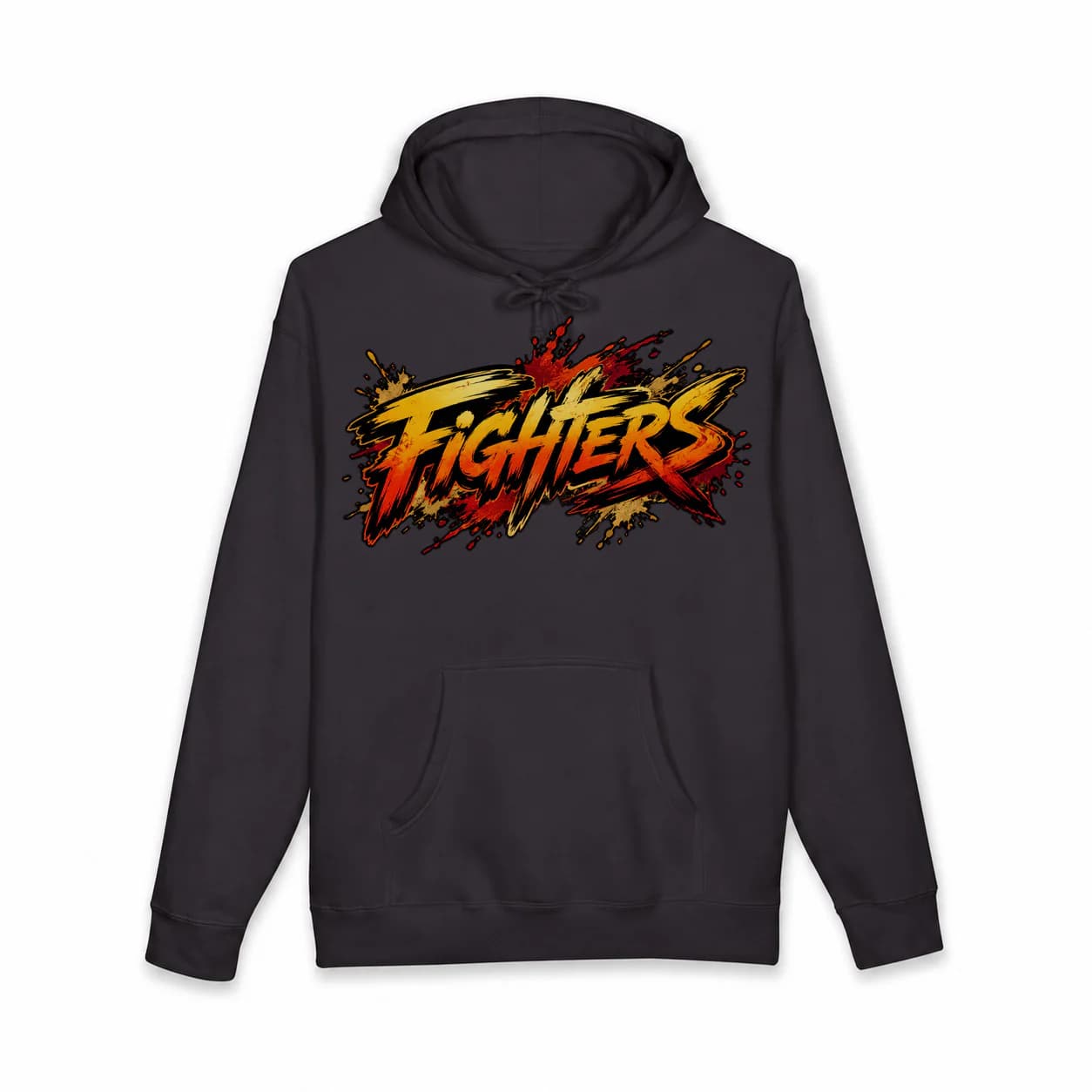 MMA Men black hoodie garment front mockup