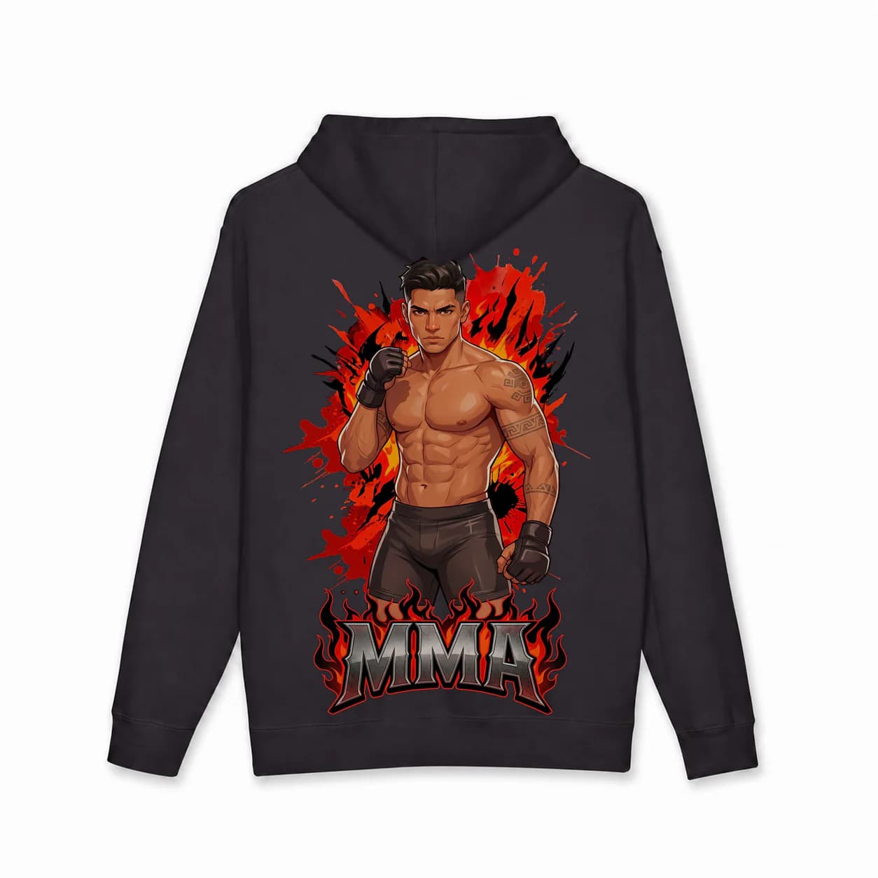 MMA Men black hoodie garment back mockup