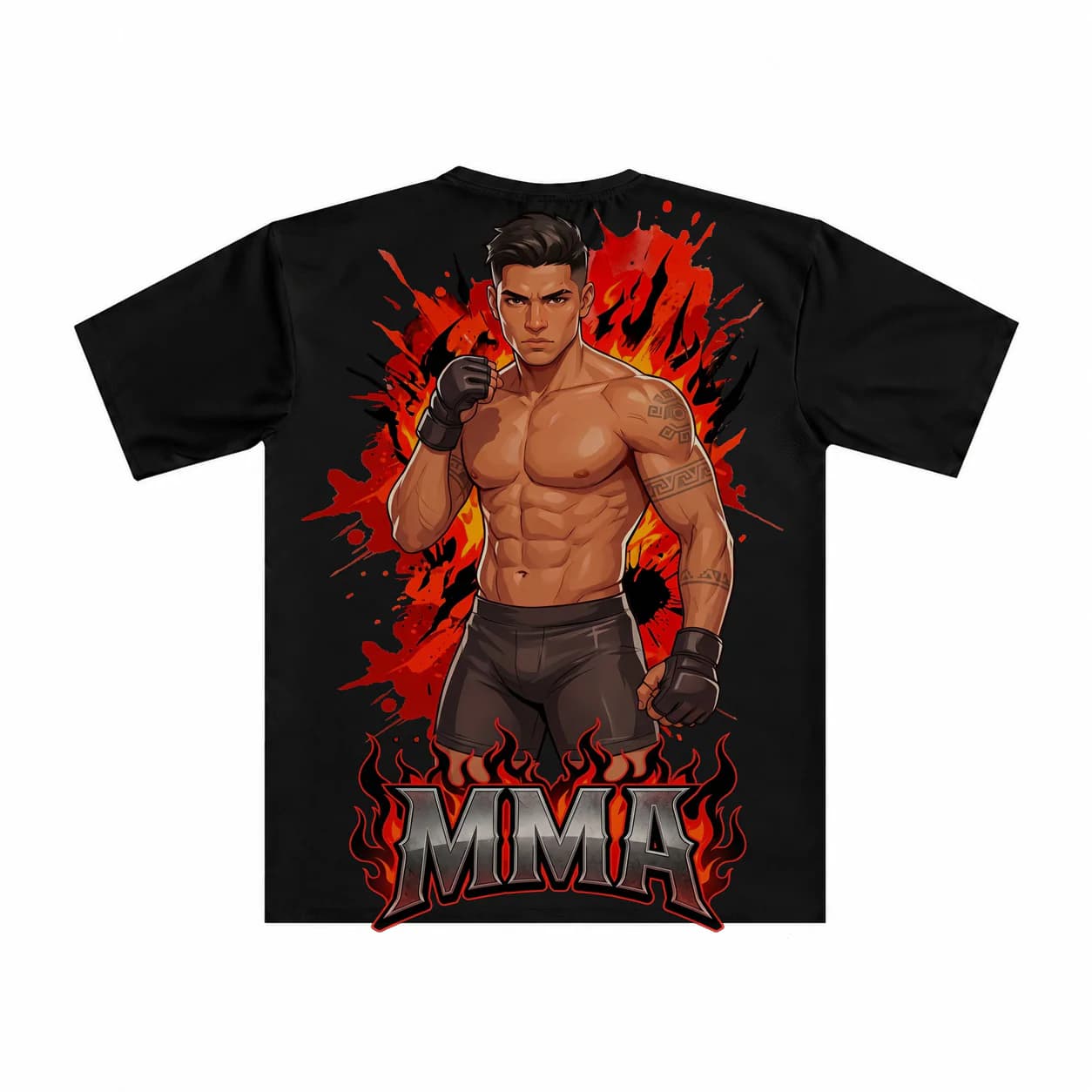 MMA Men black performance tee garment back mockup