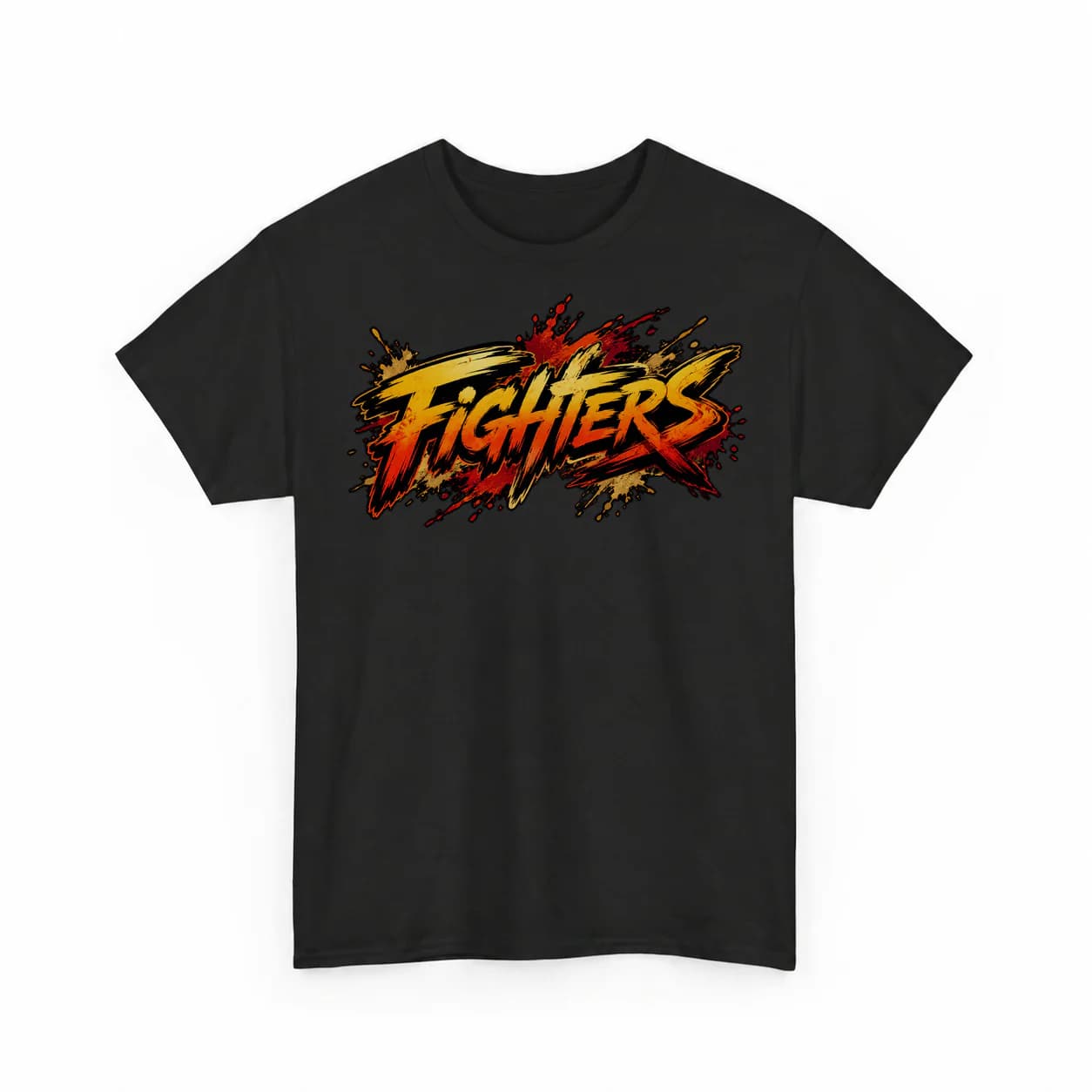 Muay Thai Men black cotton tee garment front mockup