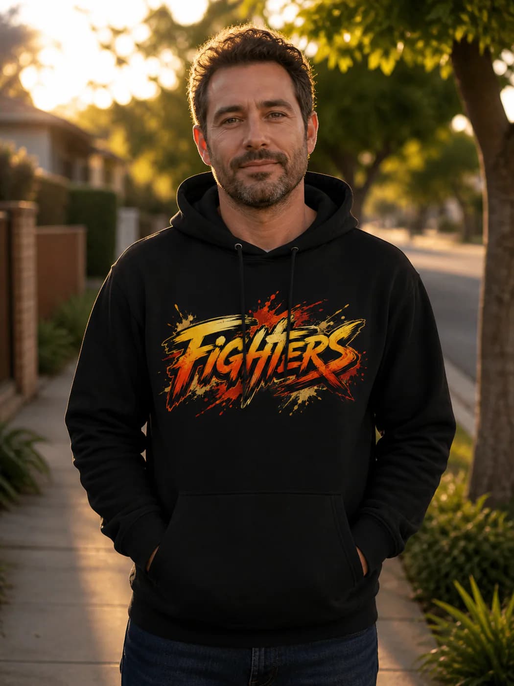 Taekwondo Men black hoodie person front mockup