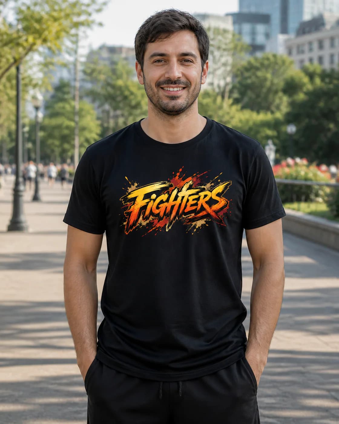 Taekwondo Men black performance tee person front mockup