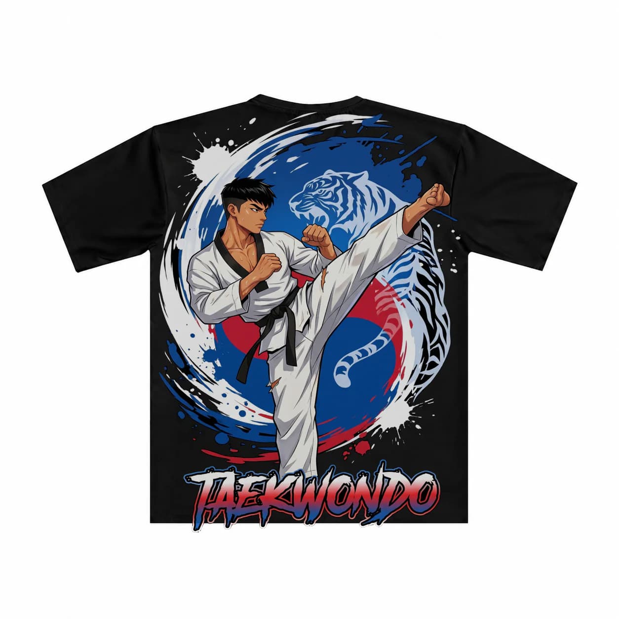 Taekwondo Men black performance tee garment back mockup