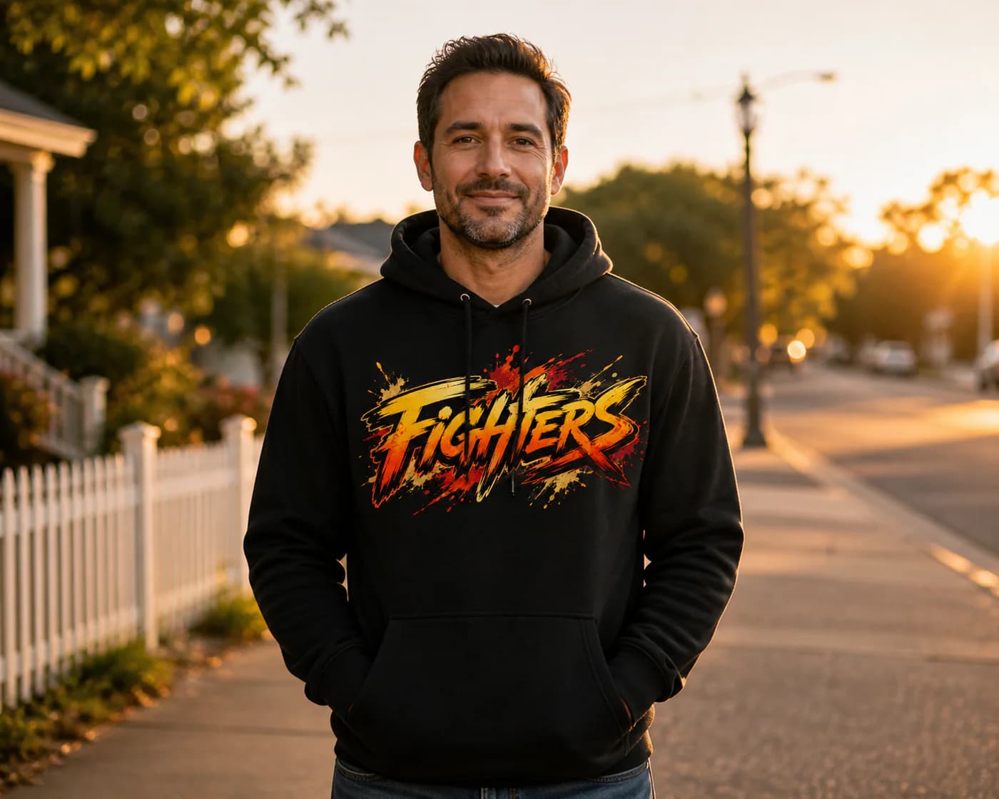 Wrestling Men black hoodie person front mockup