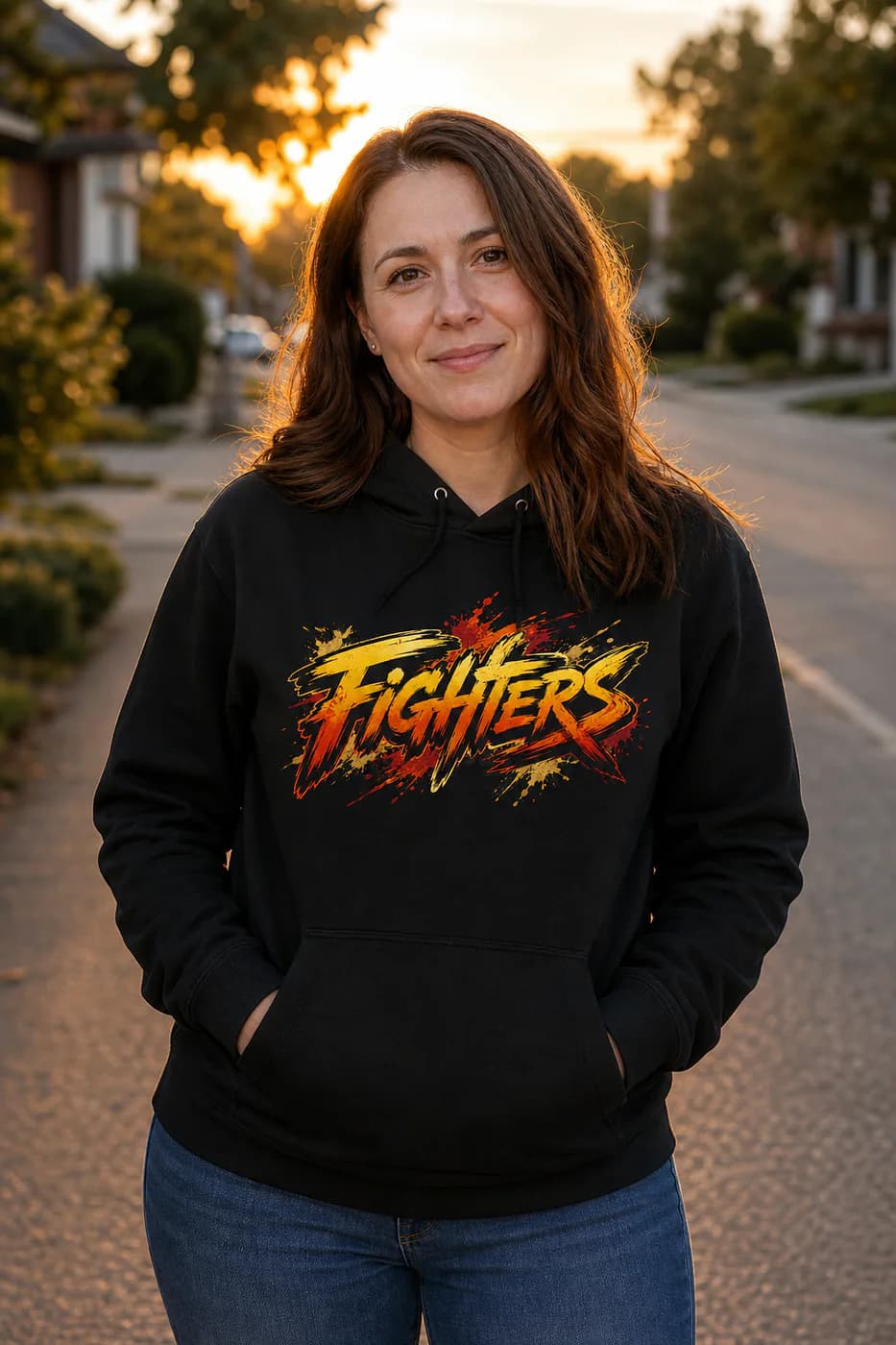 Brazilian Jiu Jitsu Women black hoodie person front mockup