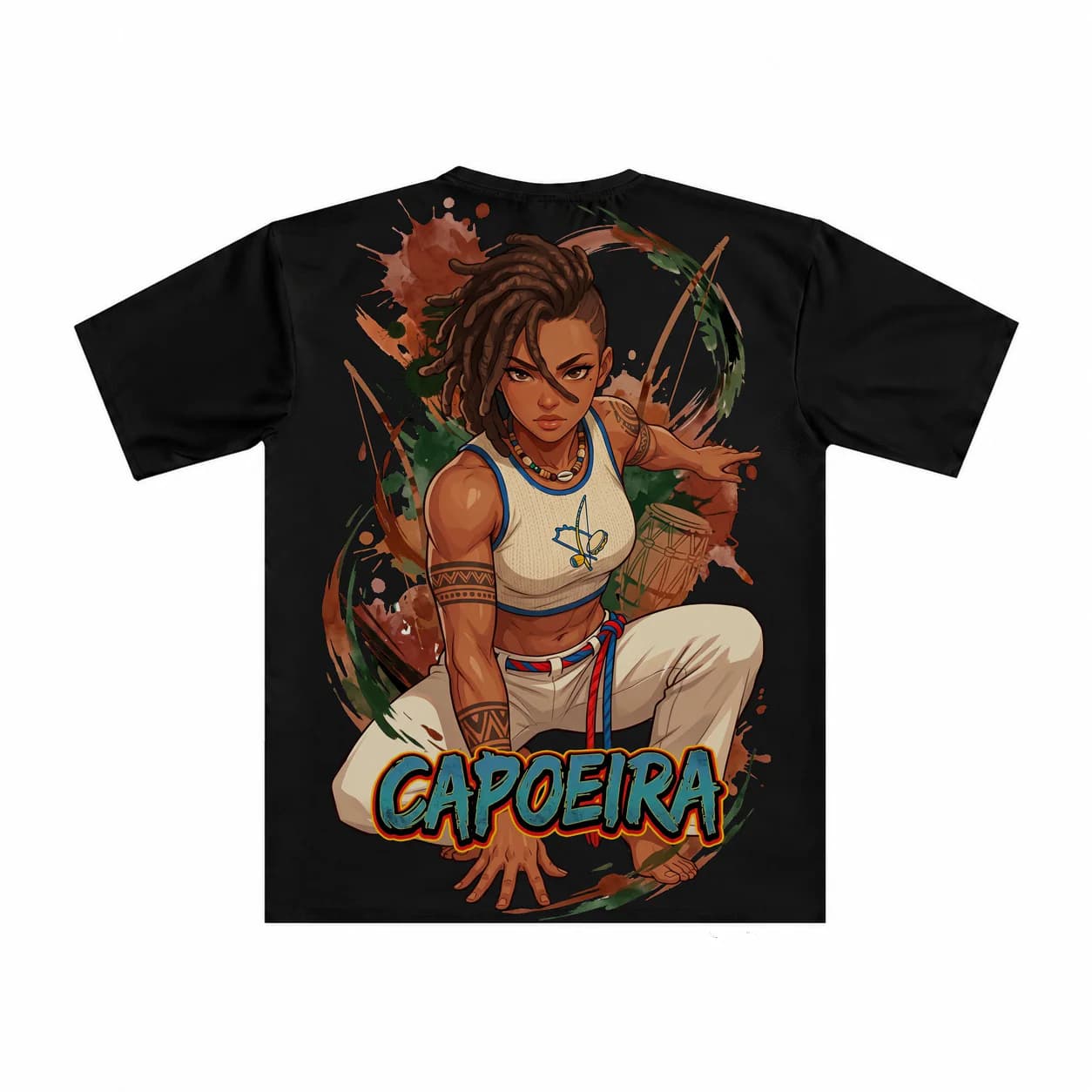 Capoeira Women black performance tee garment back mockup
