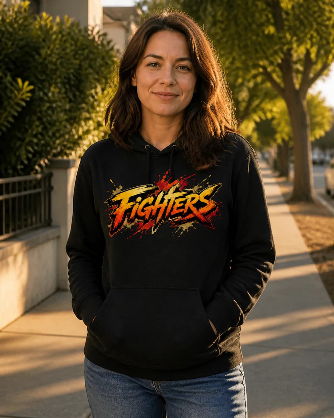 Grappling Women black hoodie person front mockup