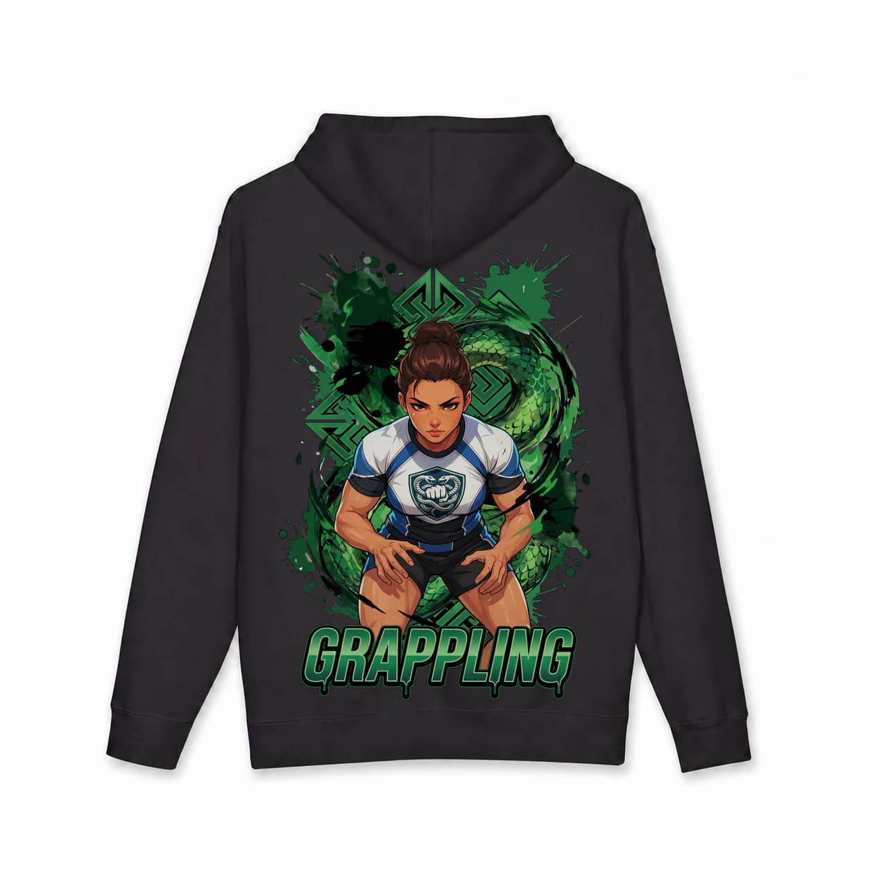 Grappling Women black hoodie garment back mockup
