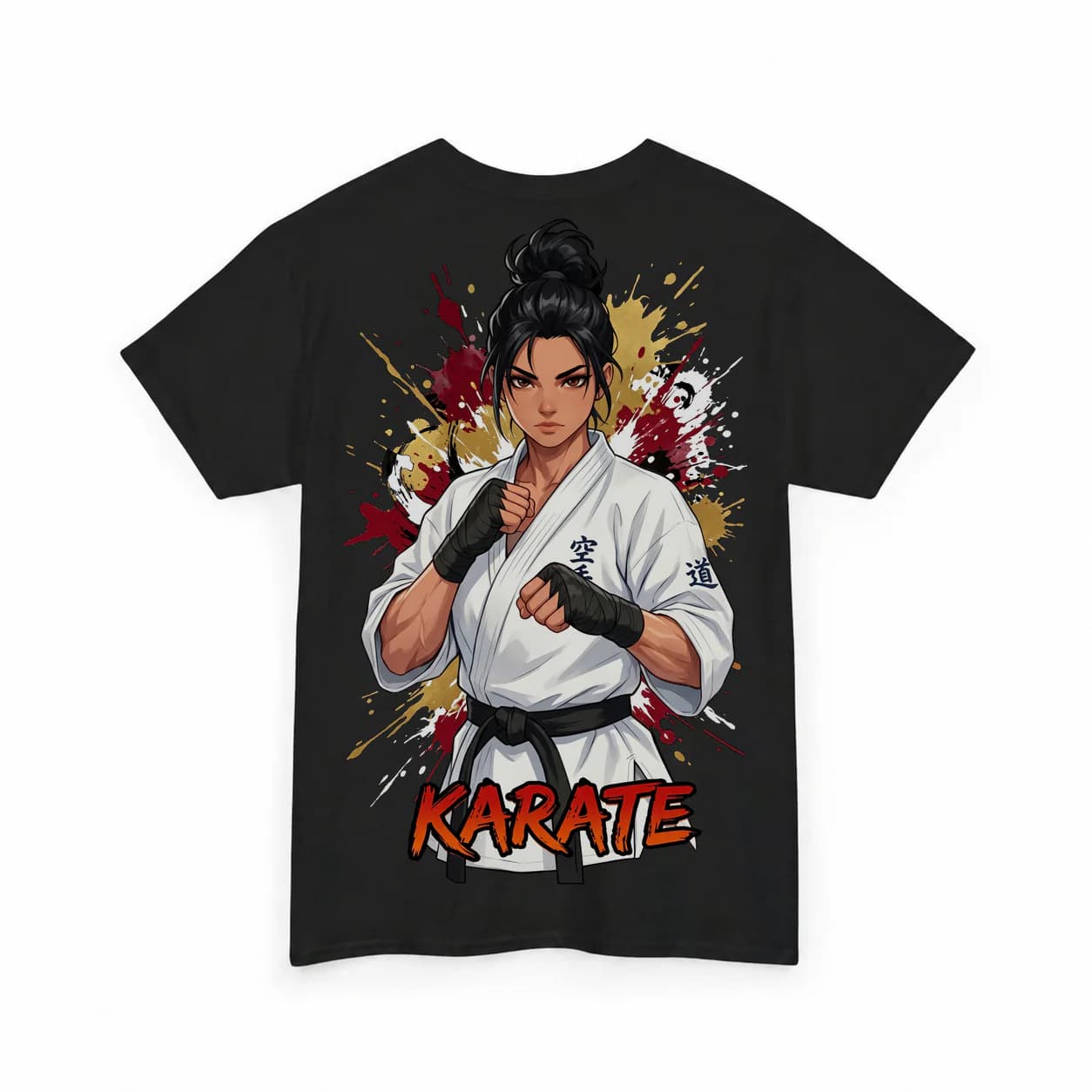 Karate Women black cotton tee garment back mockup