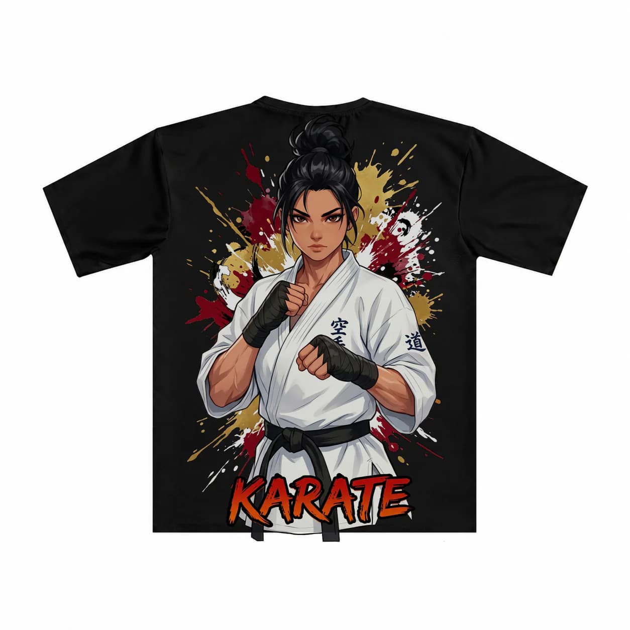 Karate Women black performance tee garment back mockup