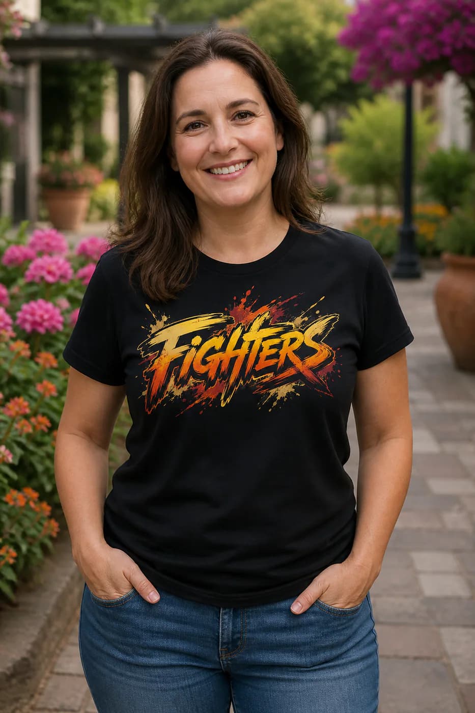 Kung Fu Women black performance tee person front mockup