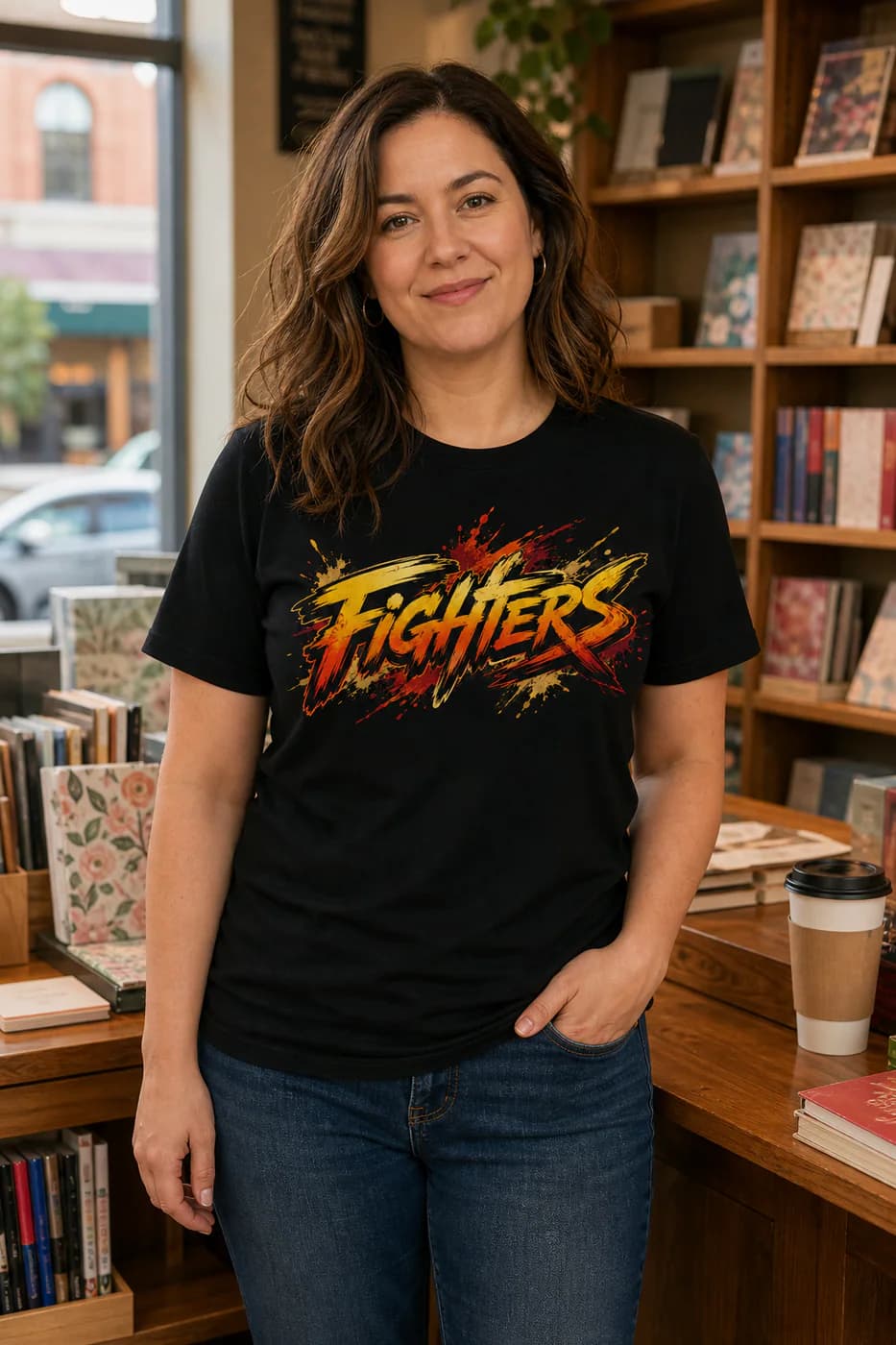 Wing Chun Women black cotton tee person front mockup