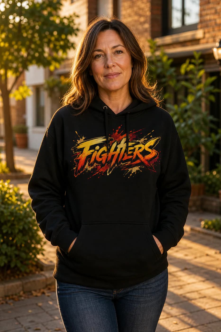 Wing Chun Women black hoodie person front mockup