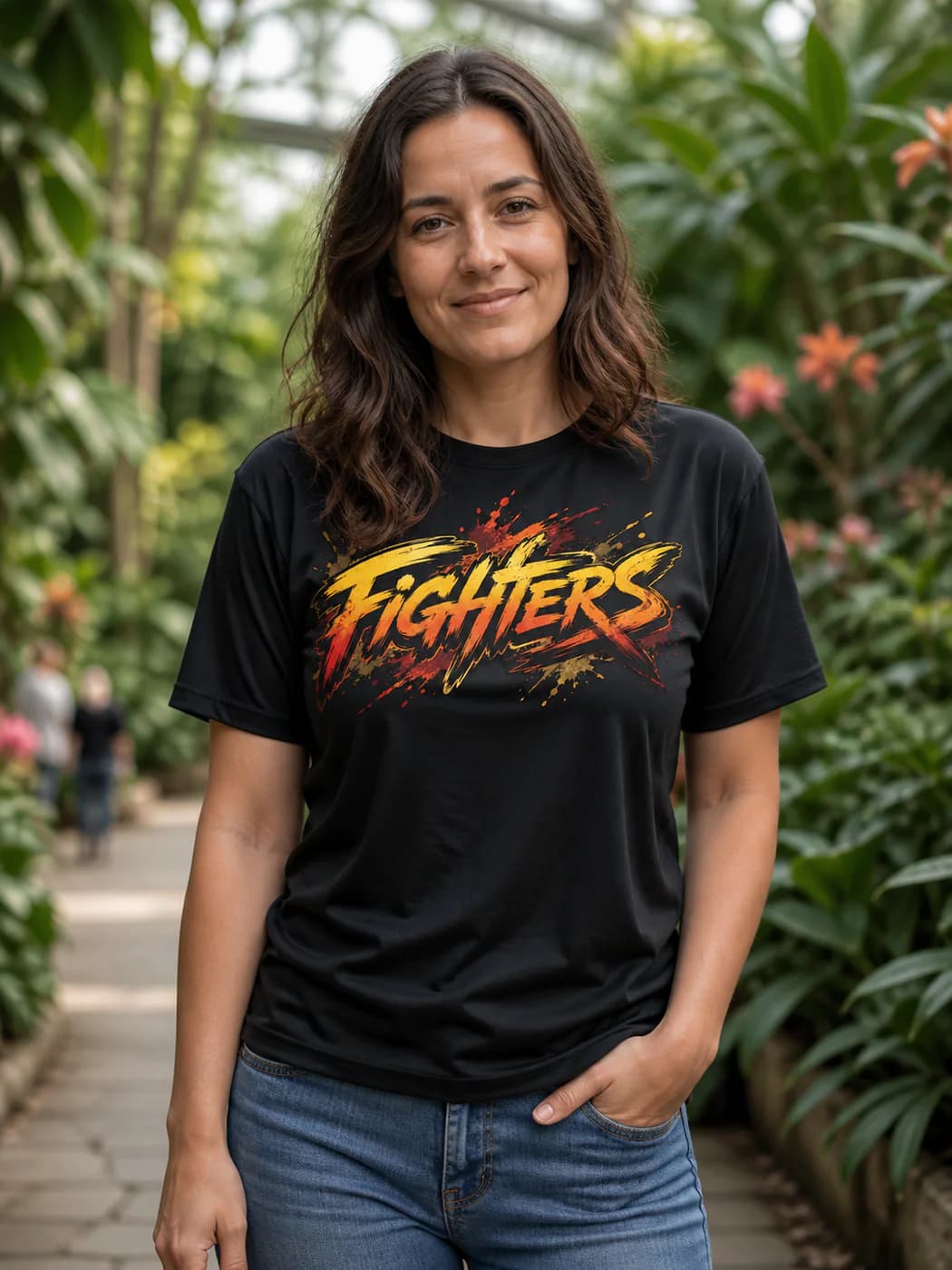 Wing Chun Women black performance tee person front mockup