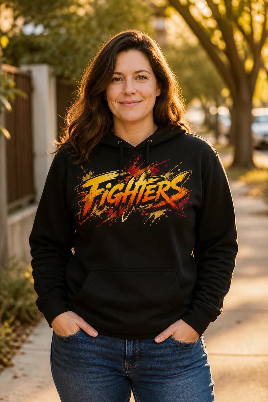 Wu Shu Women black hoodie person front mockup