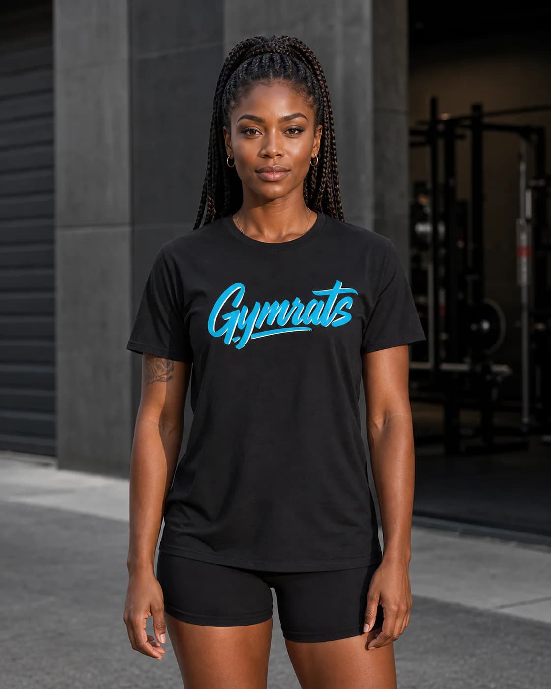 Blue Viper black cotton tee person front mockup