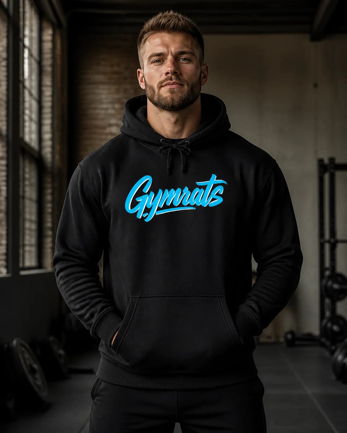 Blue Viper black hoodie person front mockup
