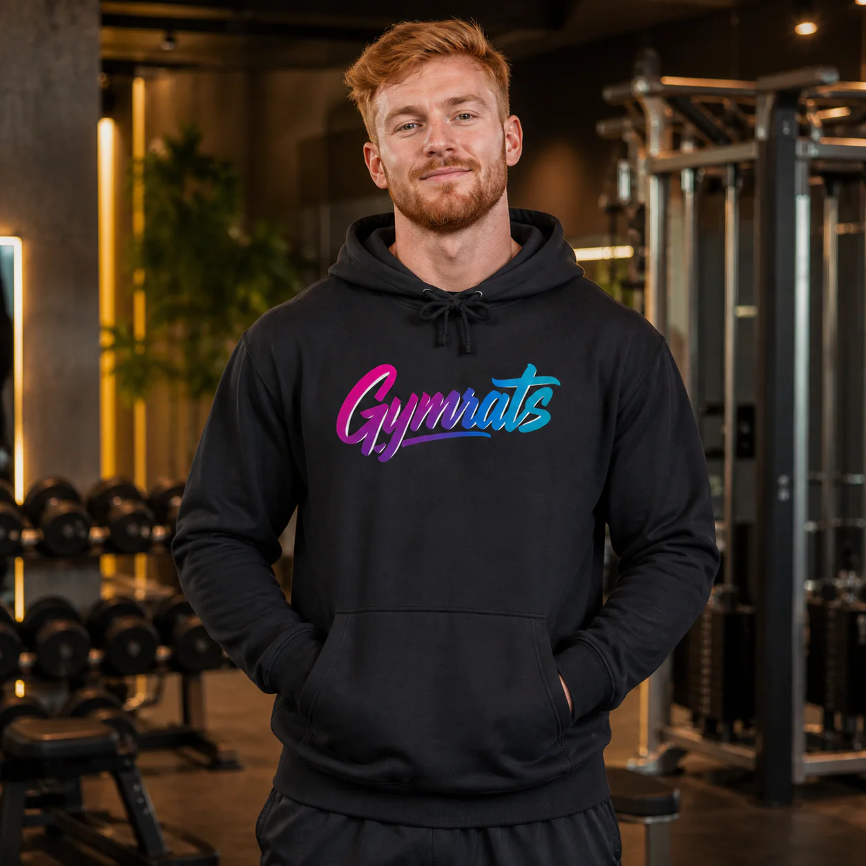 Candy Crusher black hoodie person front mockup