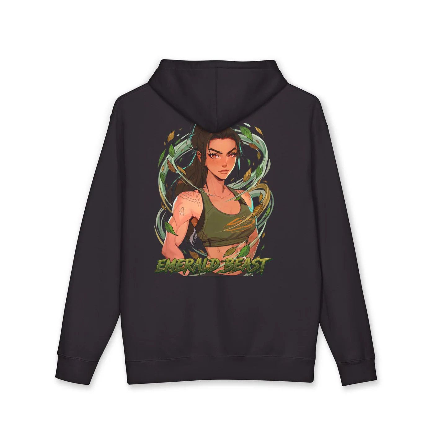Emerald Beast black hoodie garment back mockup