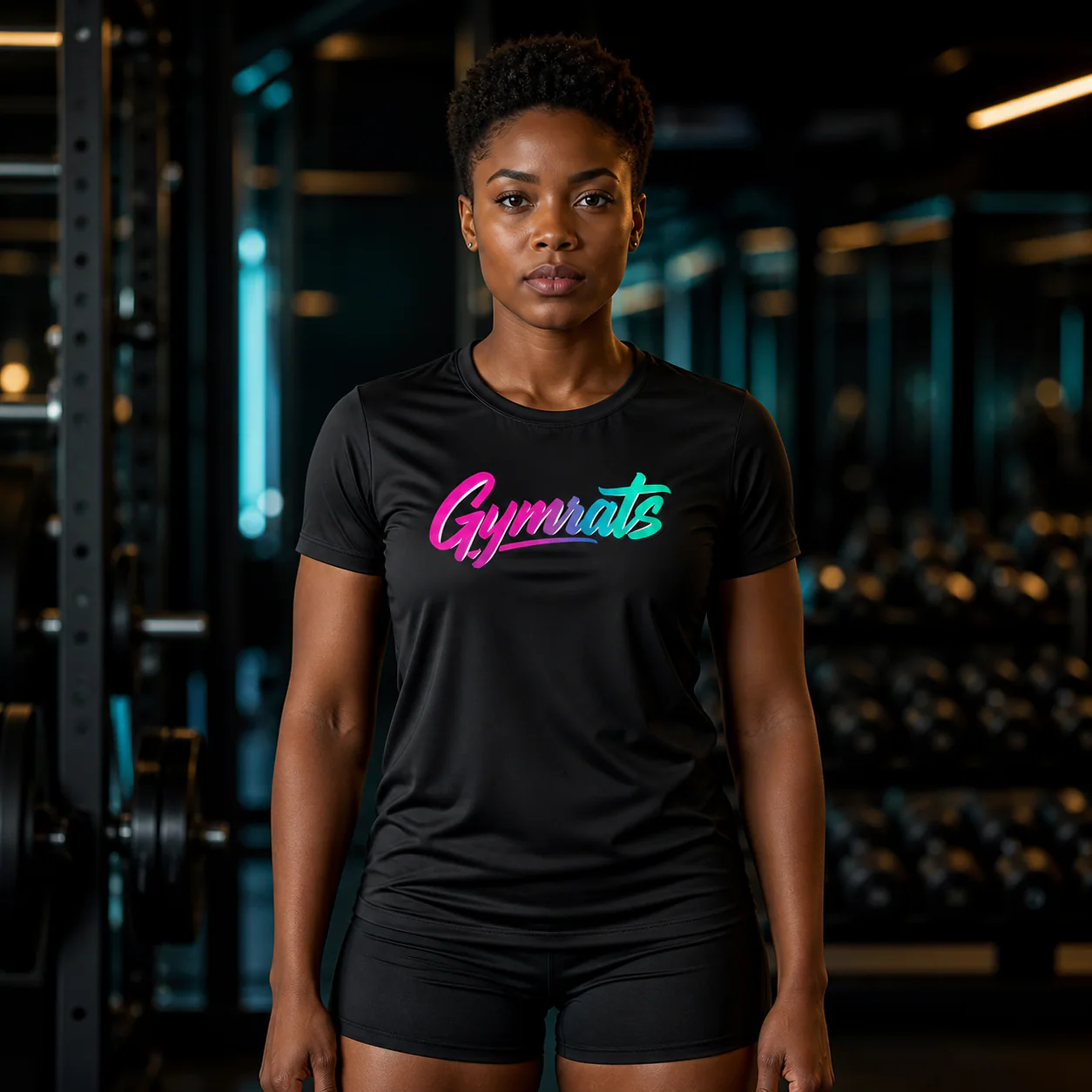 Golden Claw black performance tee person front mockup