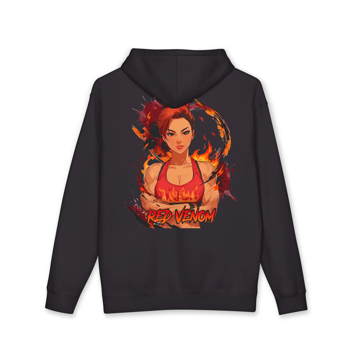Red Venom black hoodie garment back mockup