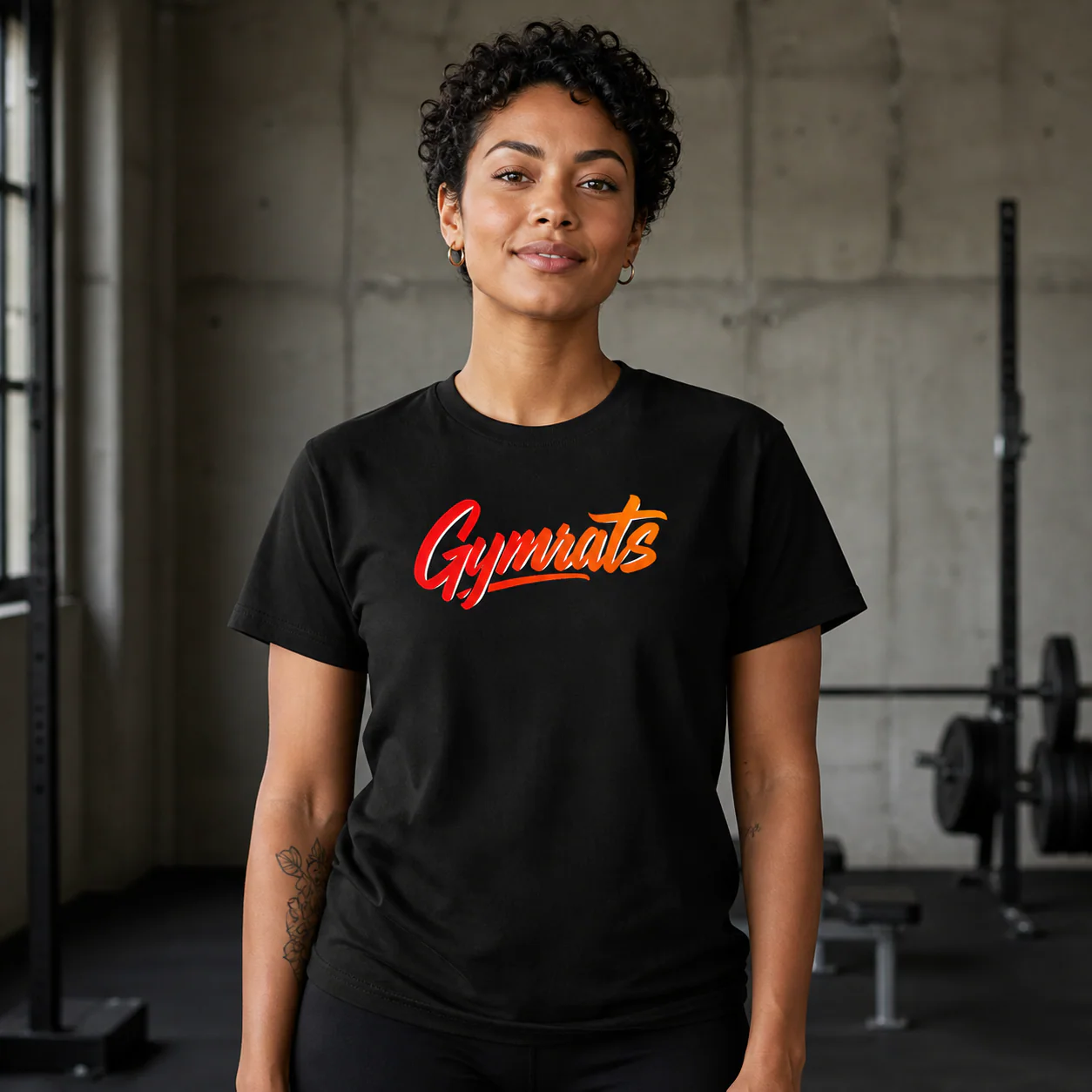 Wild Ember black cotton tee person front mockup