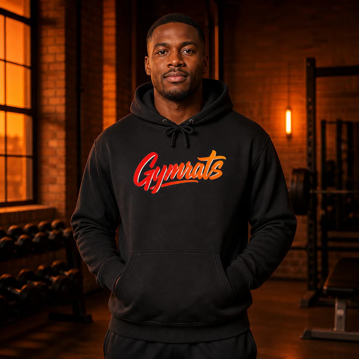 Wild Ember black hoodie person front mockup
