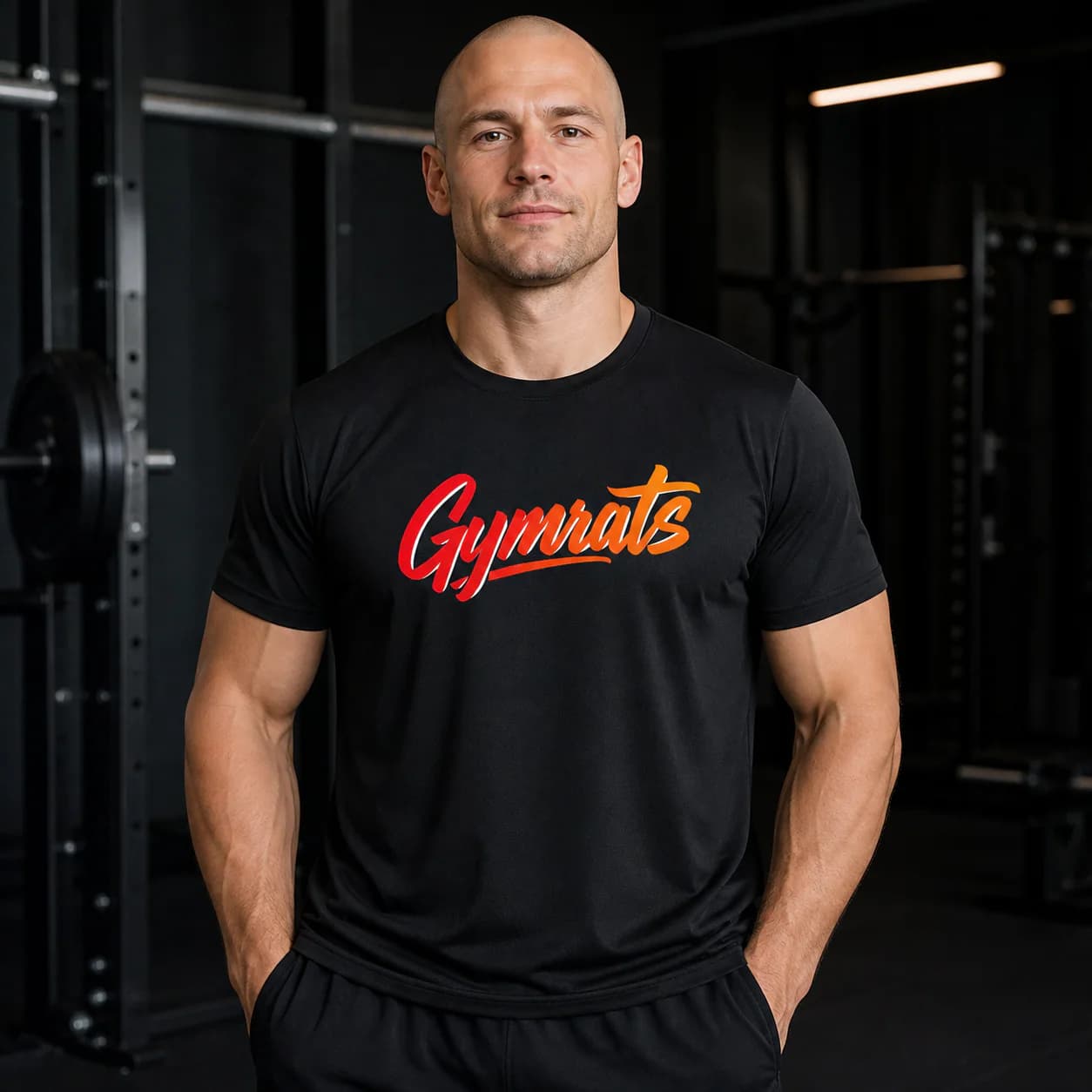 Wild Ember black performance tee person front mockup