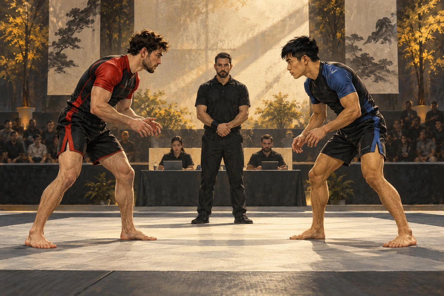 Grappling: a submission can settle it, but the rules shape the match
