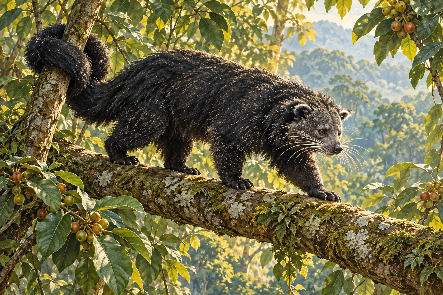 Binturong: a life among branches, with a tail that grips