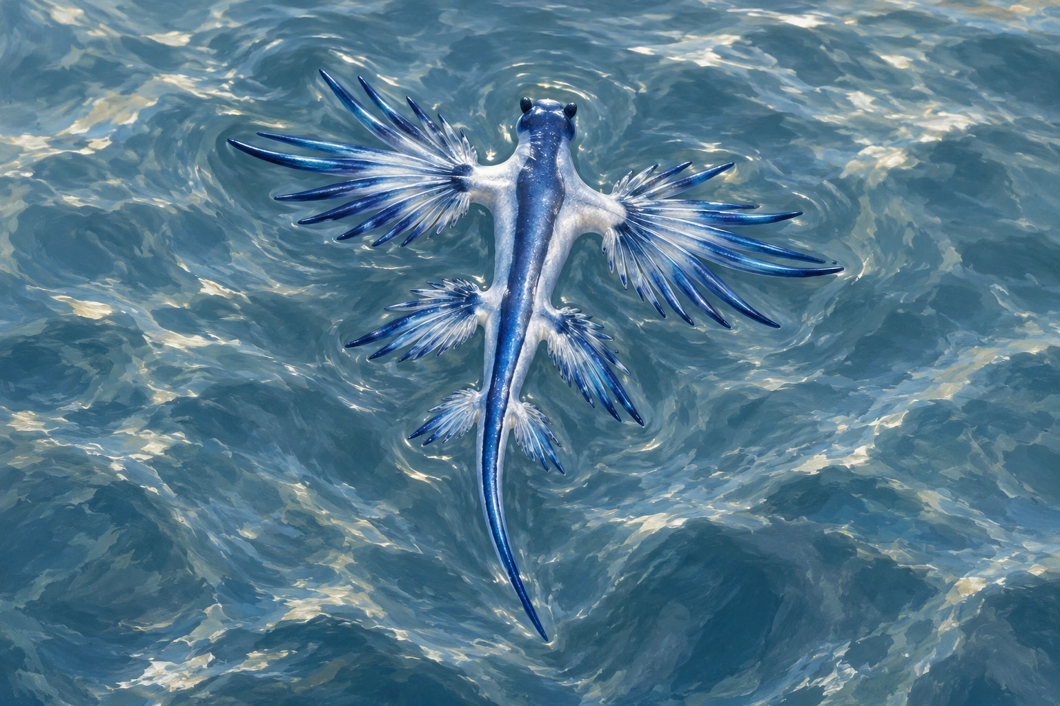 Glaucus atlanticus: the tiny dragon floating at sea