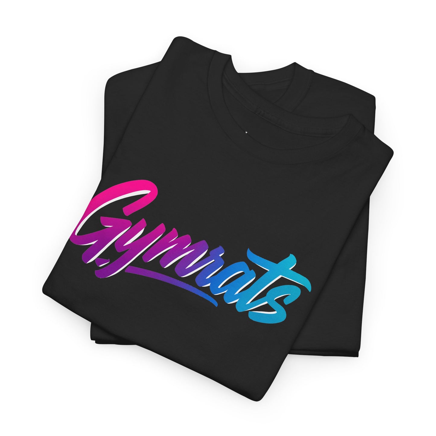Candy Crusher folded black cotton t-shirt showing Gymrats collection logo