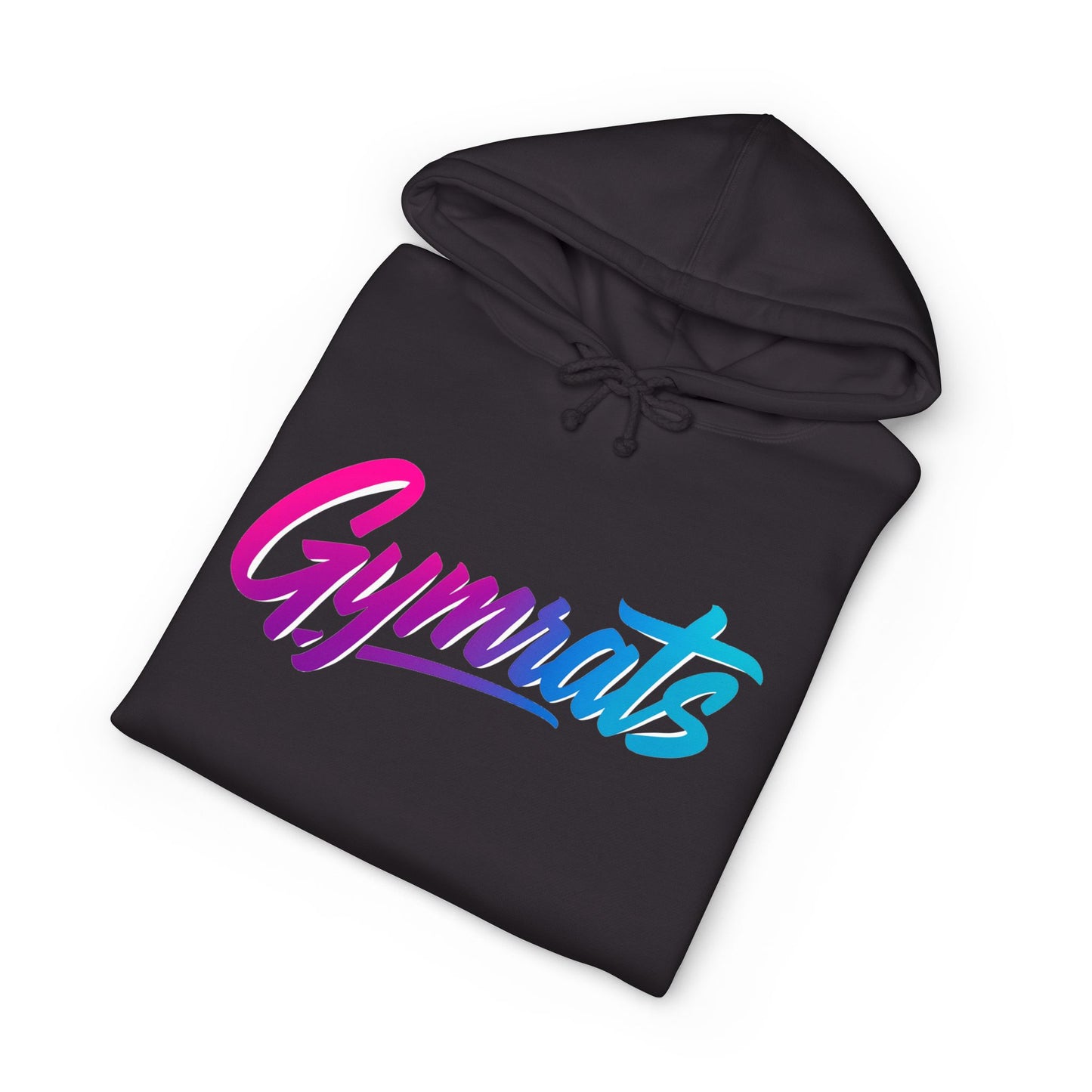 Candy Crusher folded black hoodie showing Gymrats collection logo