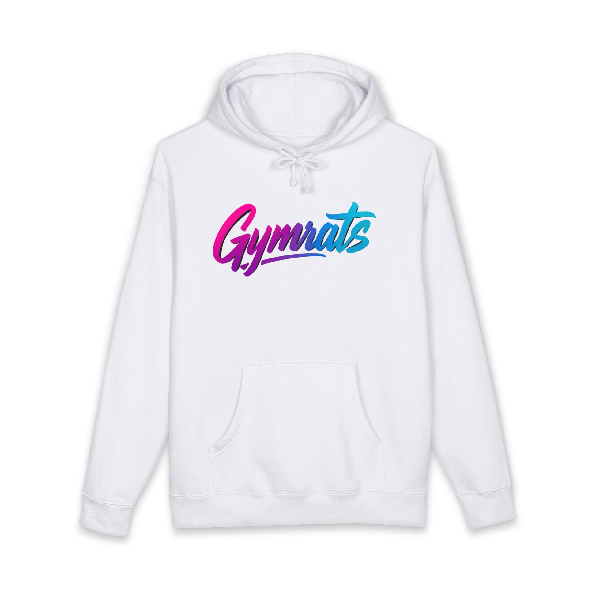 Candy Crusher hoodie front view white with Gymrats logo - anime gym apparel
