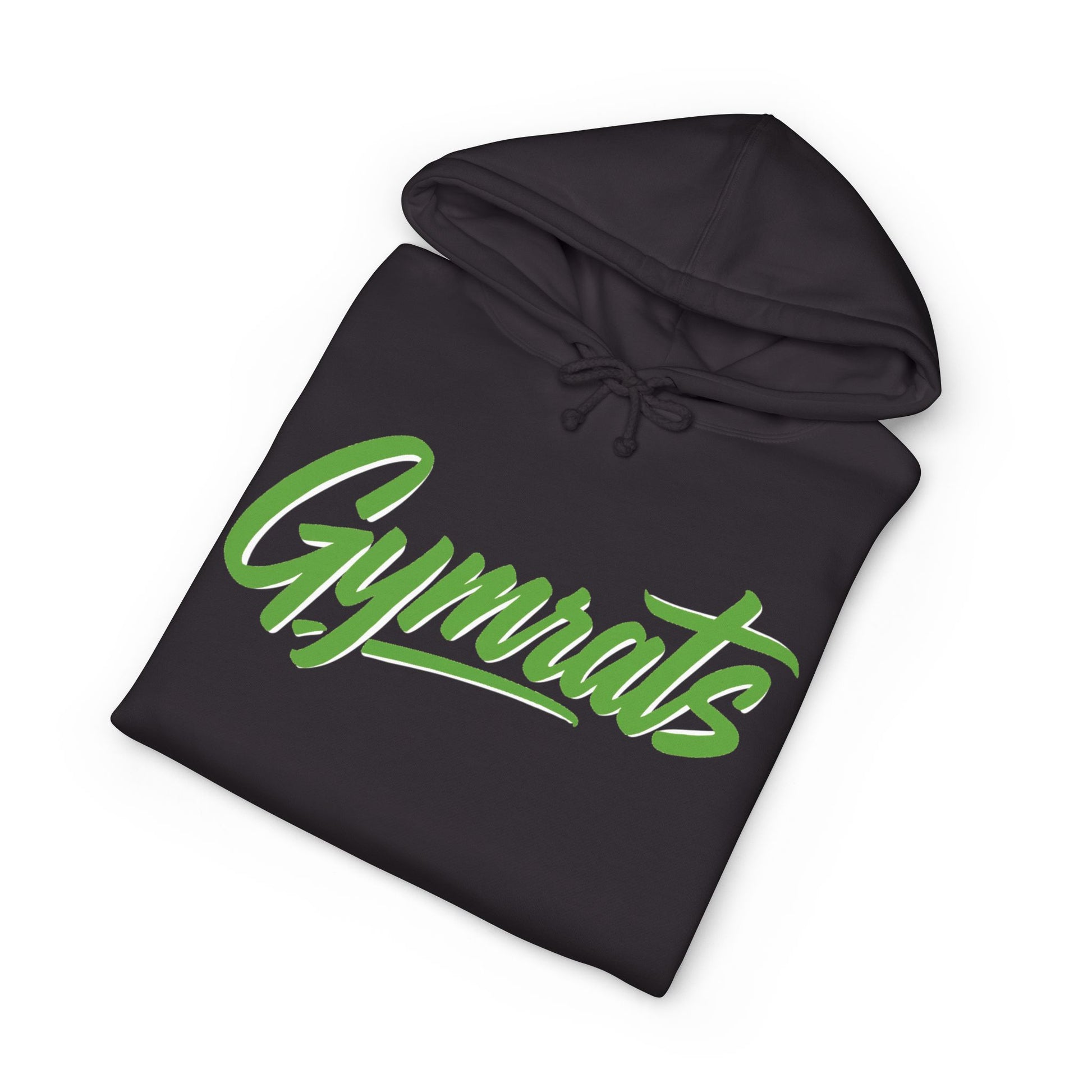 Emerald Beast folded black hoodie showing Gymrats collection logo