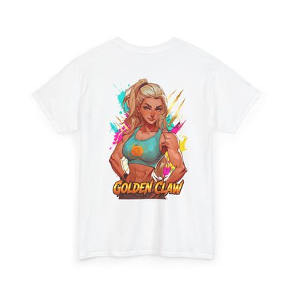 Golden Claw cotton t-shirt back view white - gold and bronze anime design by O'Connor