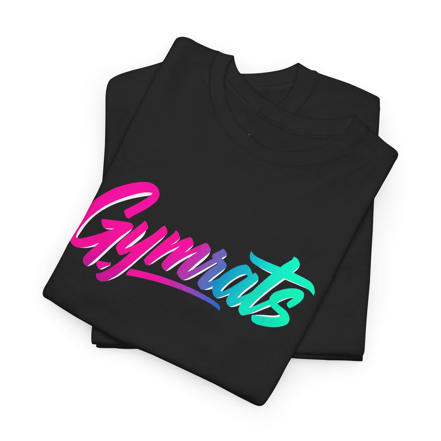Golden Claw folded black cotton t-shirt showing Gymrats collection logo