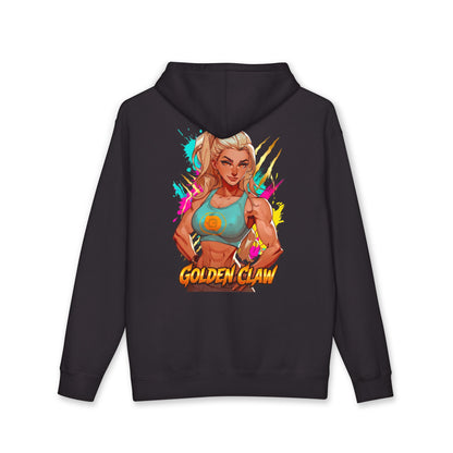 Golden Claw hoodie back view black - gold and bronze anime design by O'Connor