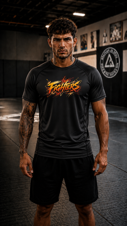 Men wearing Brazilian Jiu Jitsu anime performance-tee - O'Connor Fighters collection
