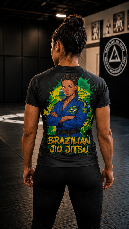 Women wearing Brazilian Jiu Jitsu anime performance-tee - O'Connor Fighters collection